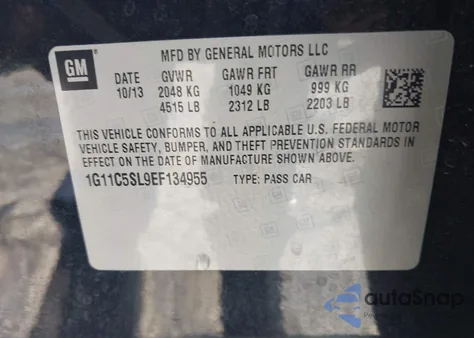 2014 Chevrolet Malibu 1Lt from USA, damaged, VIN 1G11C5SL9EF134955